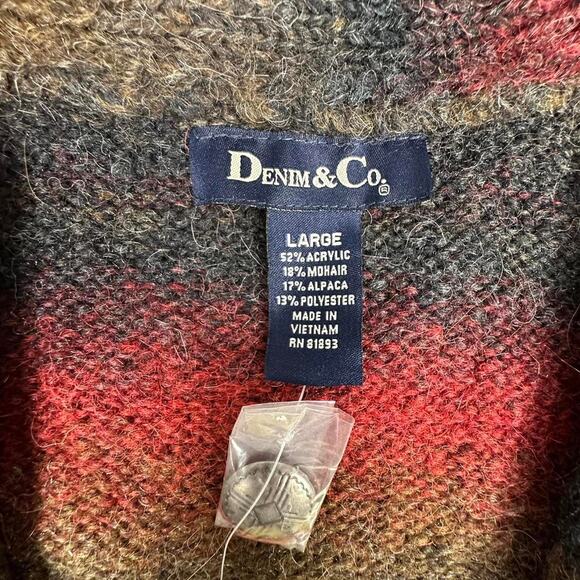 Vintage Deadstock Denim&Co. Mohair Alpaca Red Earth Tones Buttonup Cardigan L - Picture 3 of 8